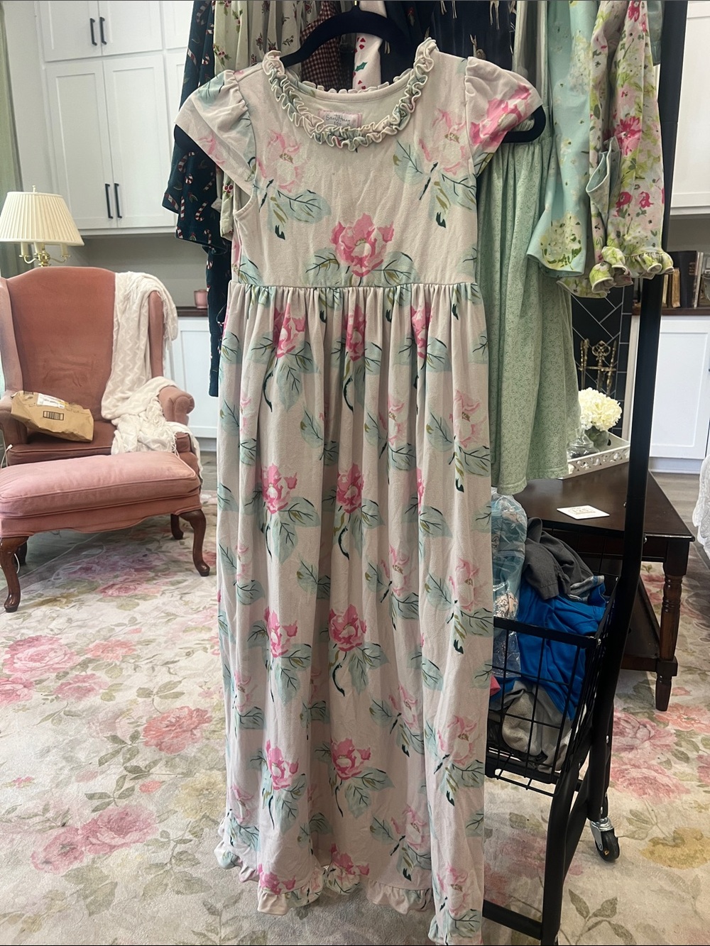 Girls' Pink Floral Nightgown - Soft Cotton Pajama Dress